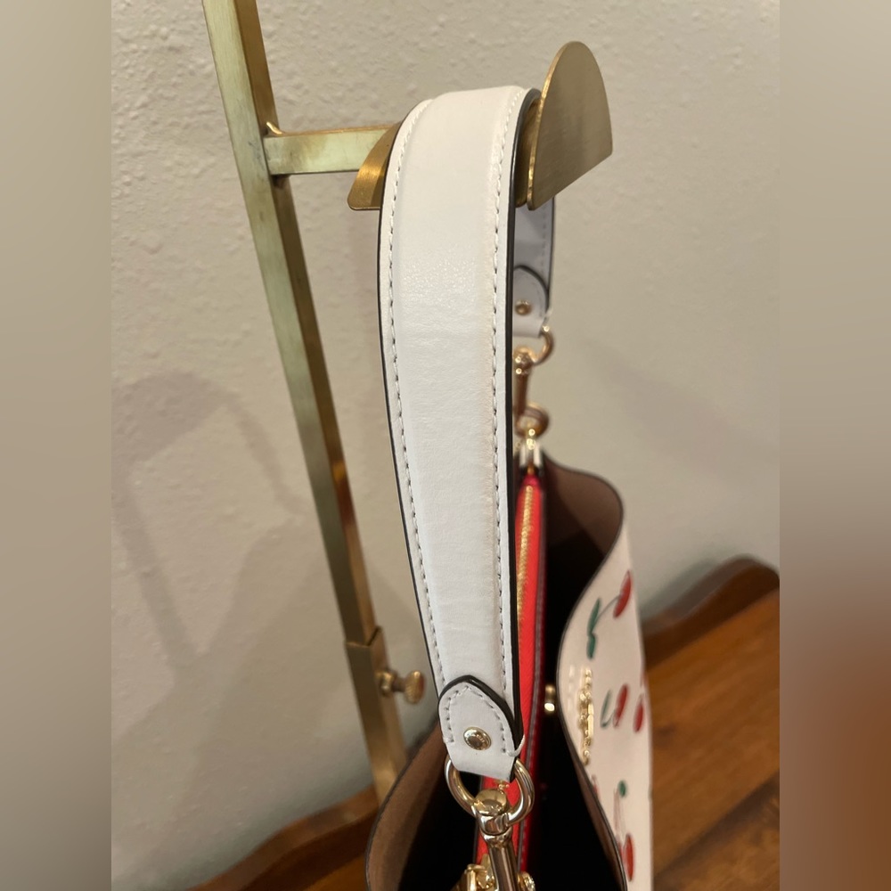 Coach White Cherry Print Crossbody Bag with Red Accents - Picture 11 of 16